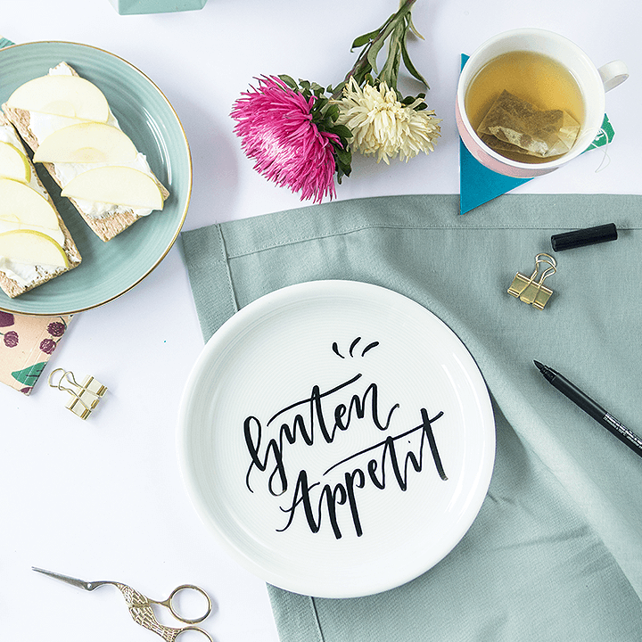 Guten Appetit Teller Handlettering Leicht Cross